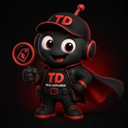 DEX, the red and black Tailored Deals explorer mascot, giving a thumbs-up